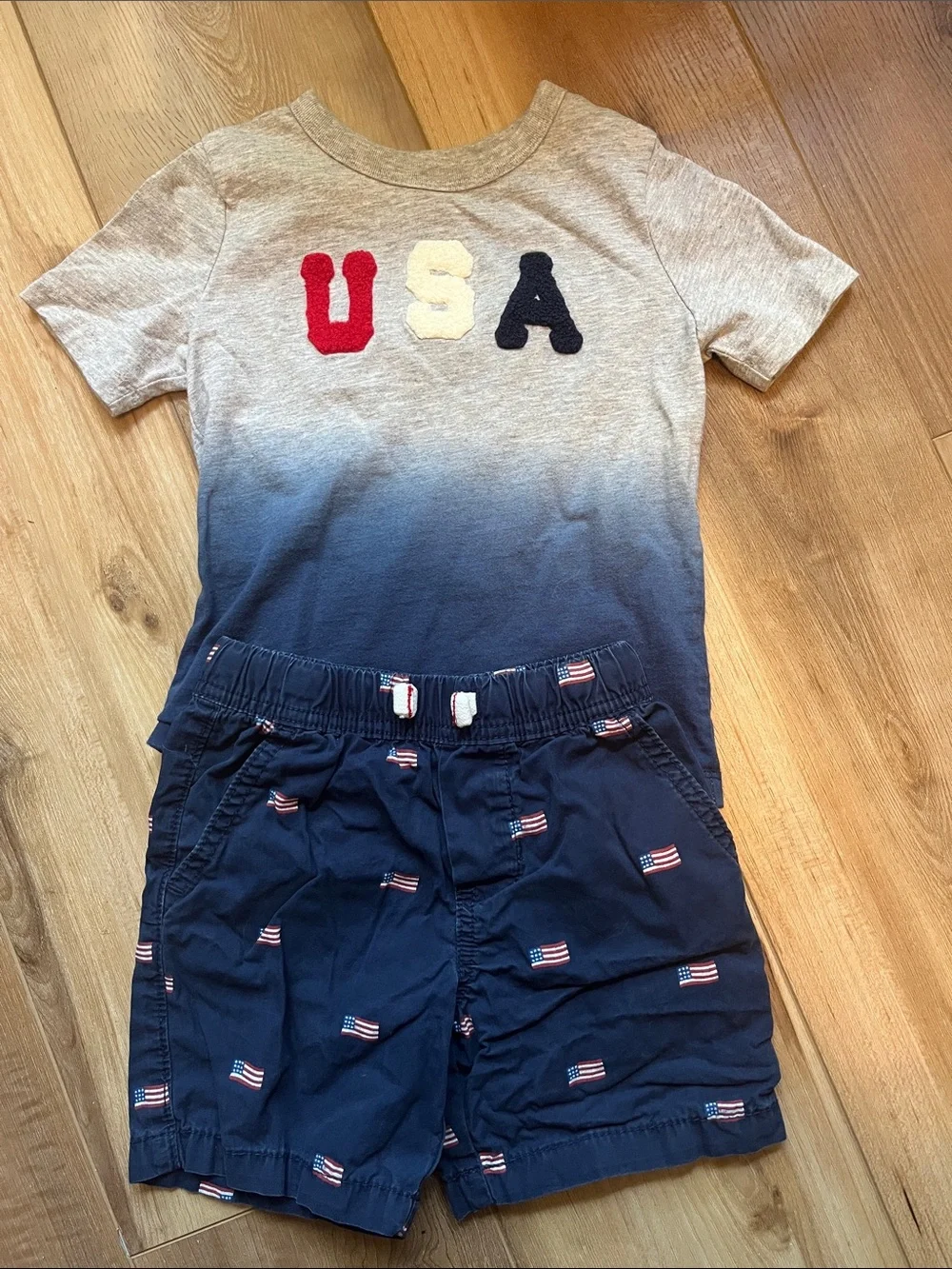 Kids USA Ombre Tee & Short Set in Gray & Blue - Gymboree and Carters